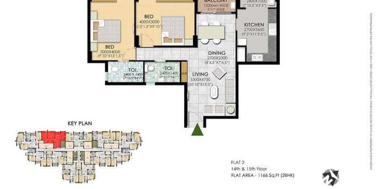 ruby royal tower apartment 2 bhk 1166sqft 20242009122012
