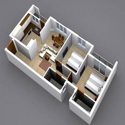 Floor plan of 2 BHK 1101 Sq. Ft. Apartment in Russel Lions Gate, Chennai