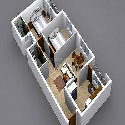 Floor plan of 2 BHK 1129 Sq. Ft. Apartment in Russel Lions Gate, Chennai