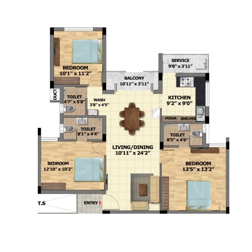 S And P Adornia 3 BHK Layout