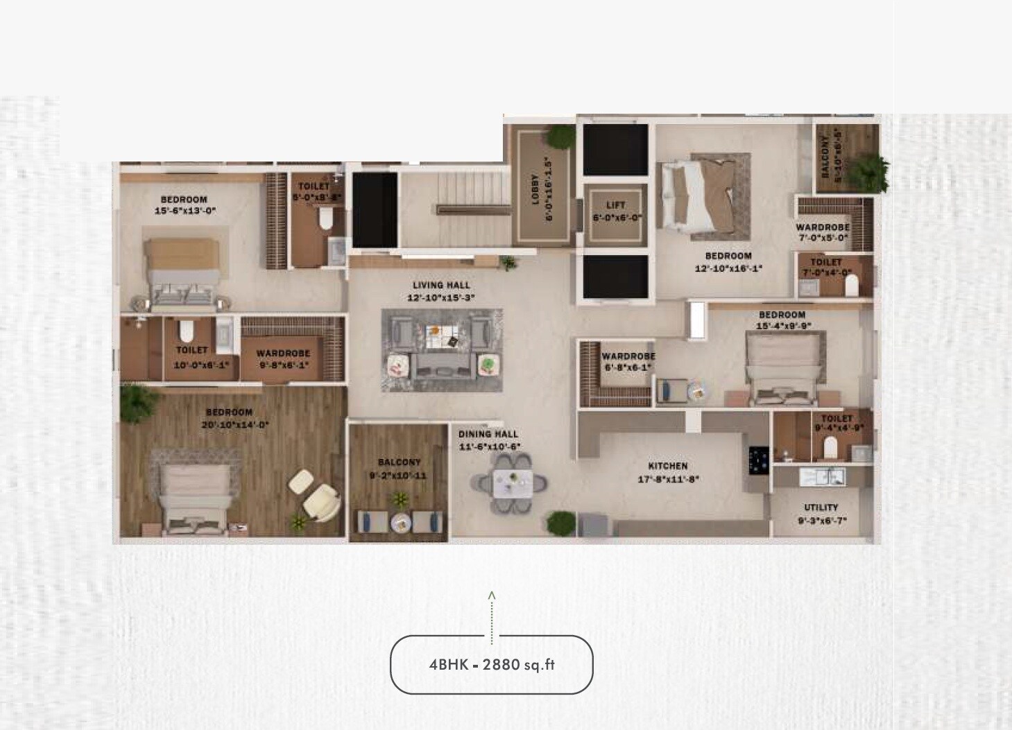 4 BHK 2880 Sq. Ft. Apartment