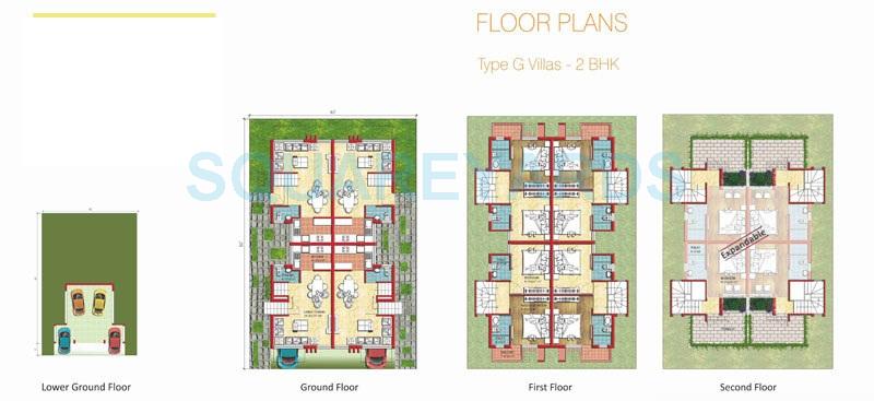 Floor plan of 2 BHK 1079 Sq. Ft. Villa in Sare Homes Meadowville, Chennai