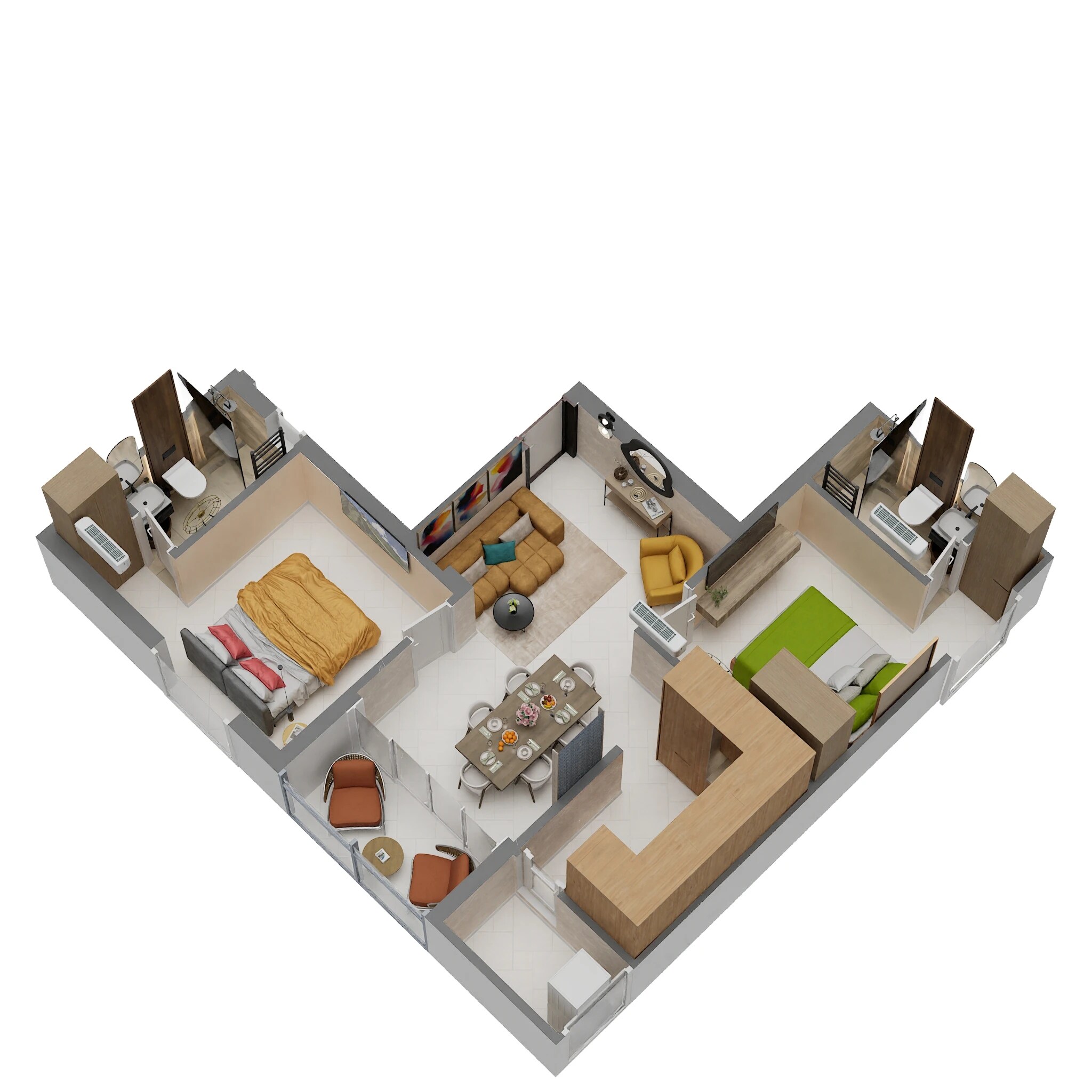 2 BHK 883 Sq. Ft. Apartment