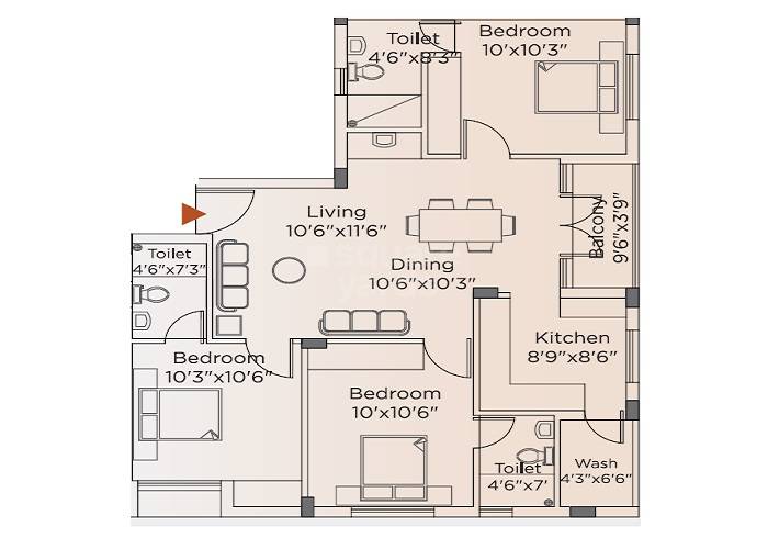 3 BHK 1214 Sq. Ft. Apartment