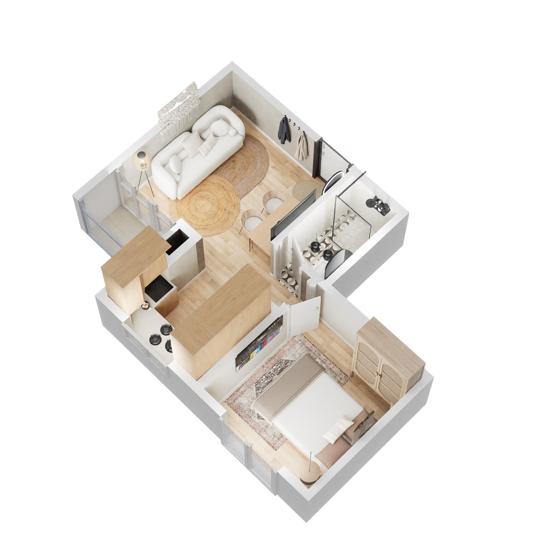Floor plan of 1 BHK 452 Sq. Ft. Apartment in Shriram Divine City, Chennai