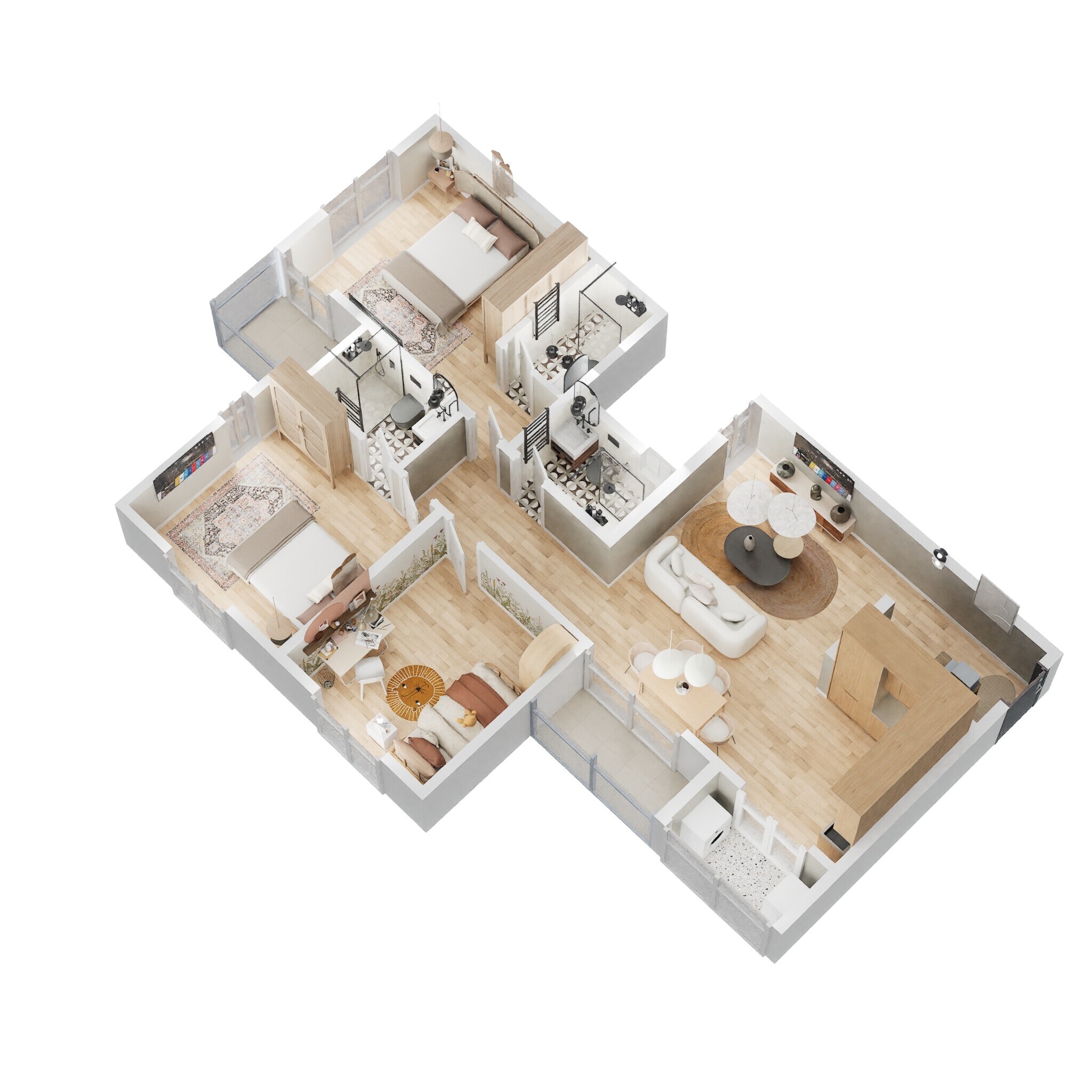 Floor plan of 3 BHK 1285 Sq. Ft. Apartment in Shriram Divine City, Chennai