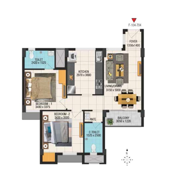 Shriram Shankari Phase 2 2 BHK Layout