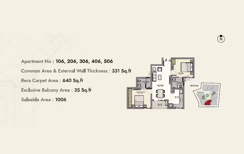 2 BHK 1006 Sq. Ft. Apartment in Sidharth Greenwoods