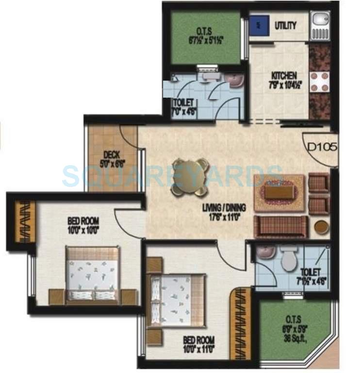 2 BHK 801 Sq. Ft. Apartment in Sidharth Housing Dakshin