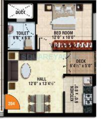 Floor plan of 1 BHK 608 Sq. Ft. Apartment in Sidharth Housing Upscale, Chennai