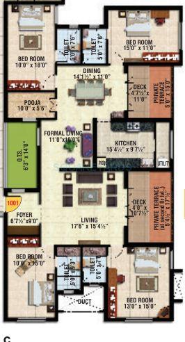 Floor plan of 4 BHK 2663 Sq. Ft. Apartment in Sidharth Housing Upscale, Chennai