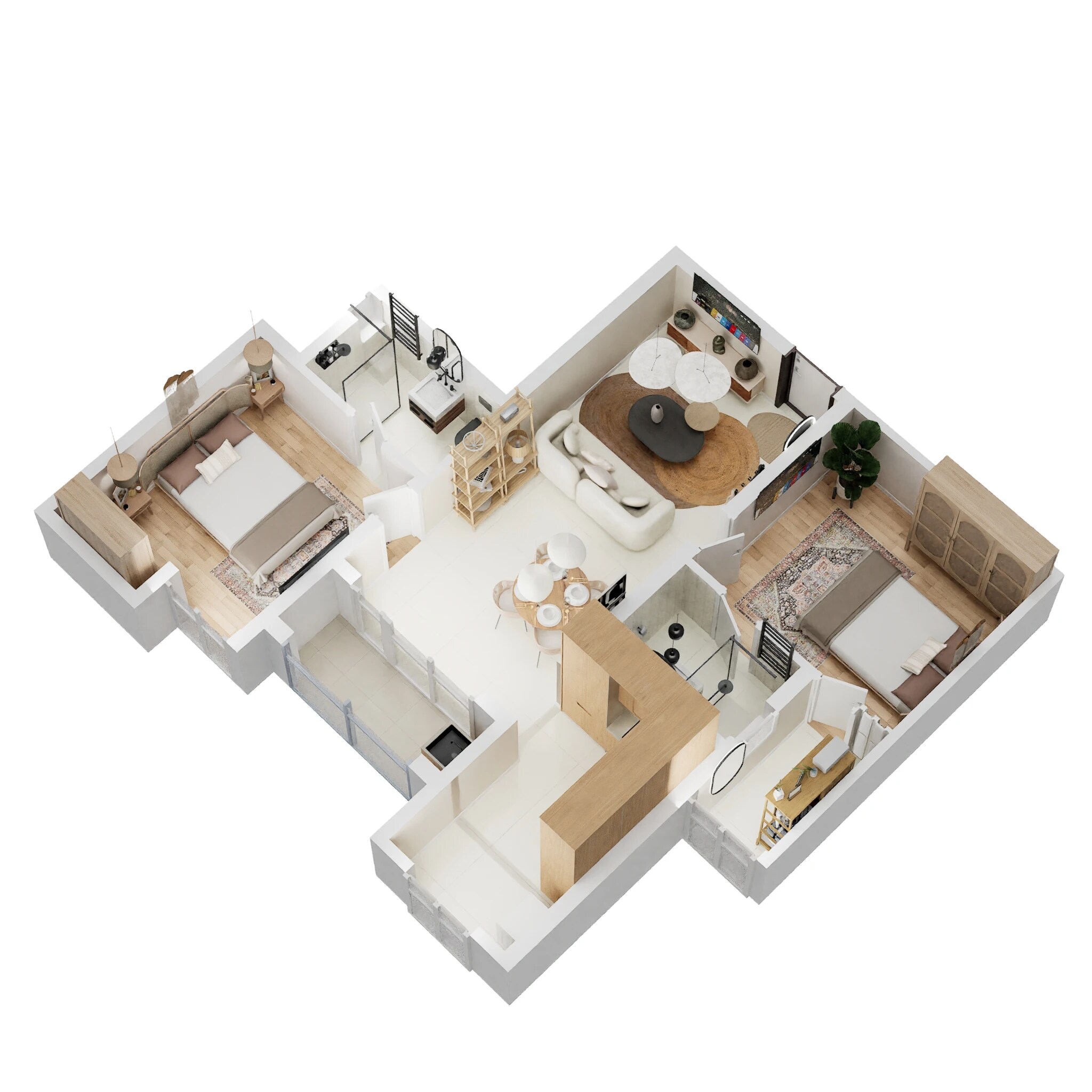 Floor plan of 2 BHK 965 Sq. Ft. Apartment in Silversky Lakeside 3, Chennai
