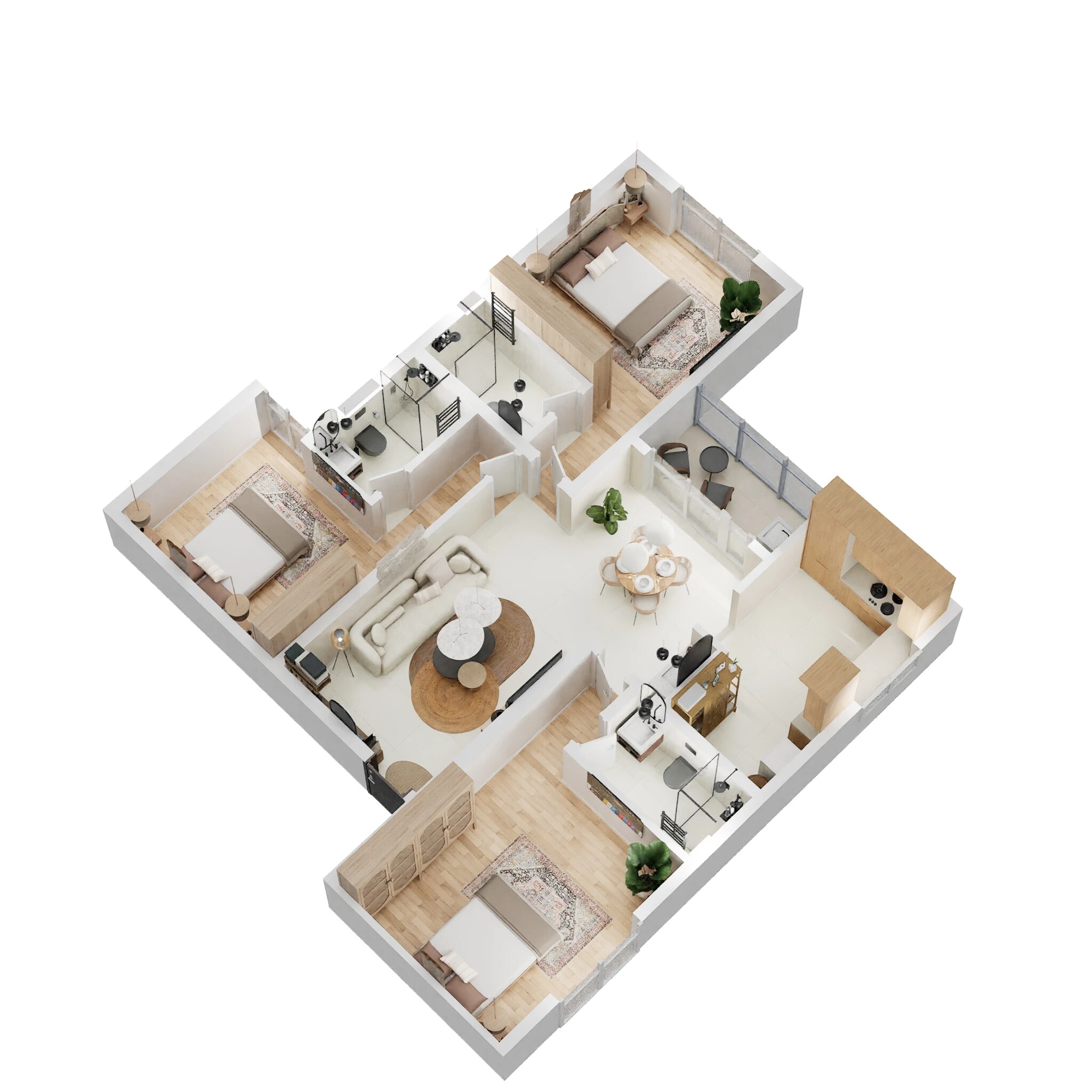 Floor plan of 3 BHK 1643 Sq. Ft. Apartment in Silversky Lakeside 3, Chennai