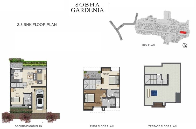 Floor plan of 2 BHK 1386 Sq. Ft. Villa in Sobha Gardenia, Chennai