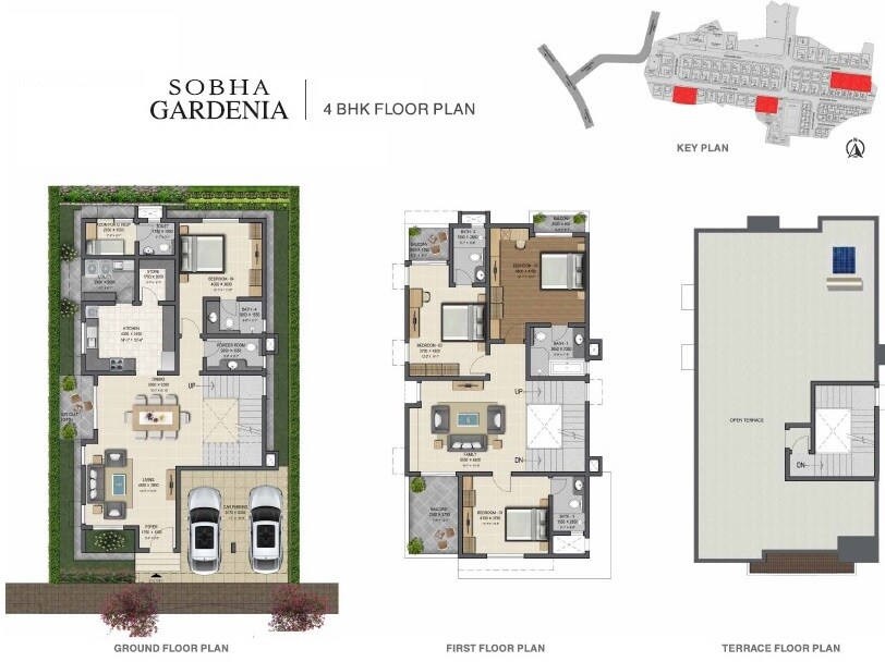 Floor plan of 4 BHK 3365 Sq. Ft. Villa in Sobha Gardenia, Chennai