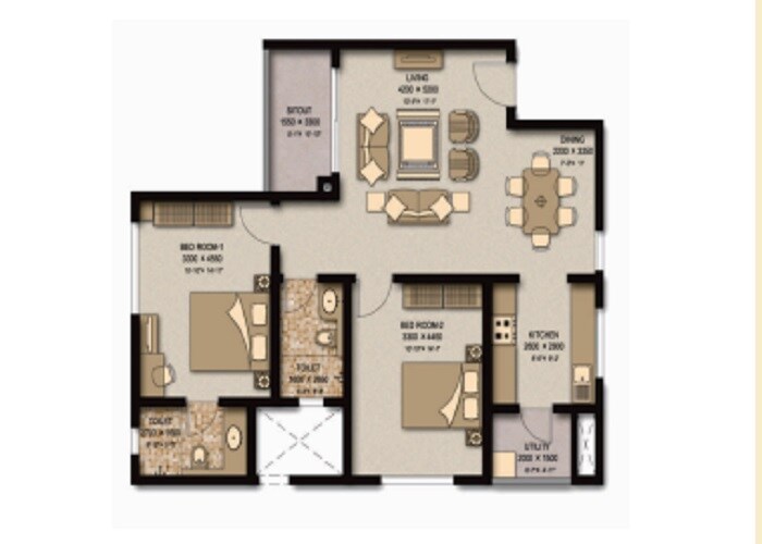 2 BHK 1402 Sq. Ft. Apartment