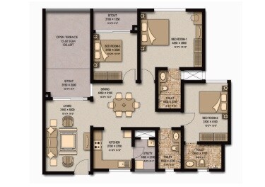 3 BHK 1953 Sq. Ft. Apartment