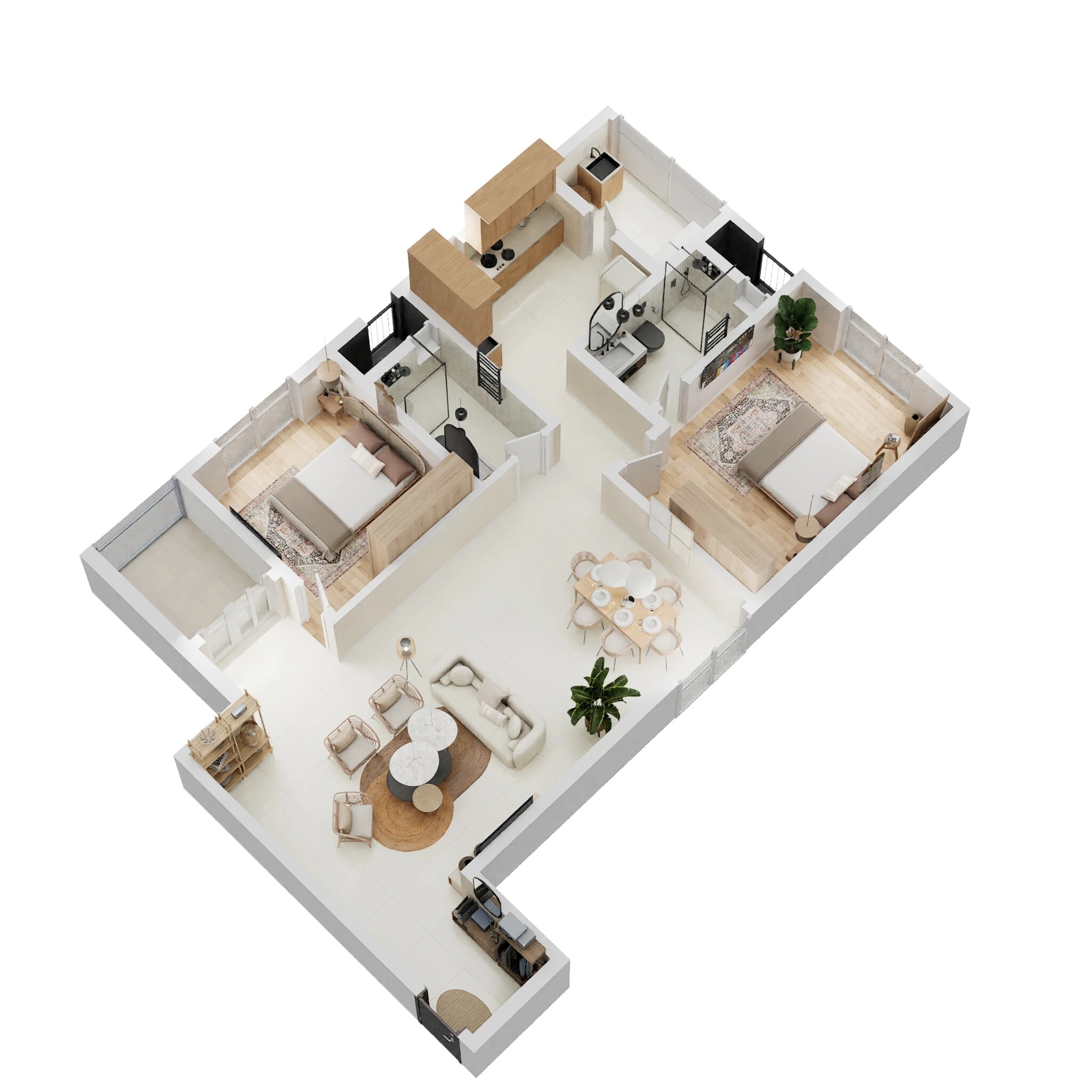 Floor plan of 2 BHK 1621 Sq. Ft. Apartment in Sobha Palacia, Chennai