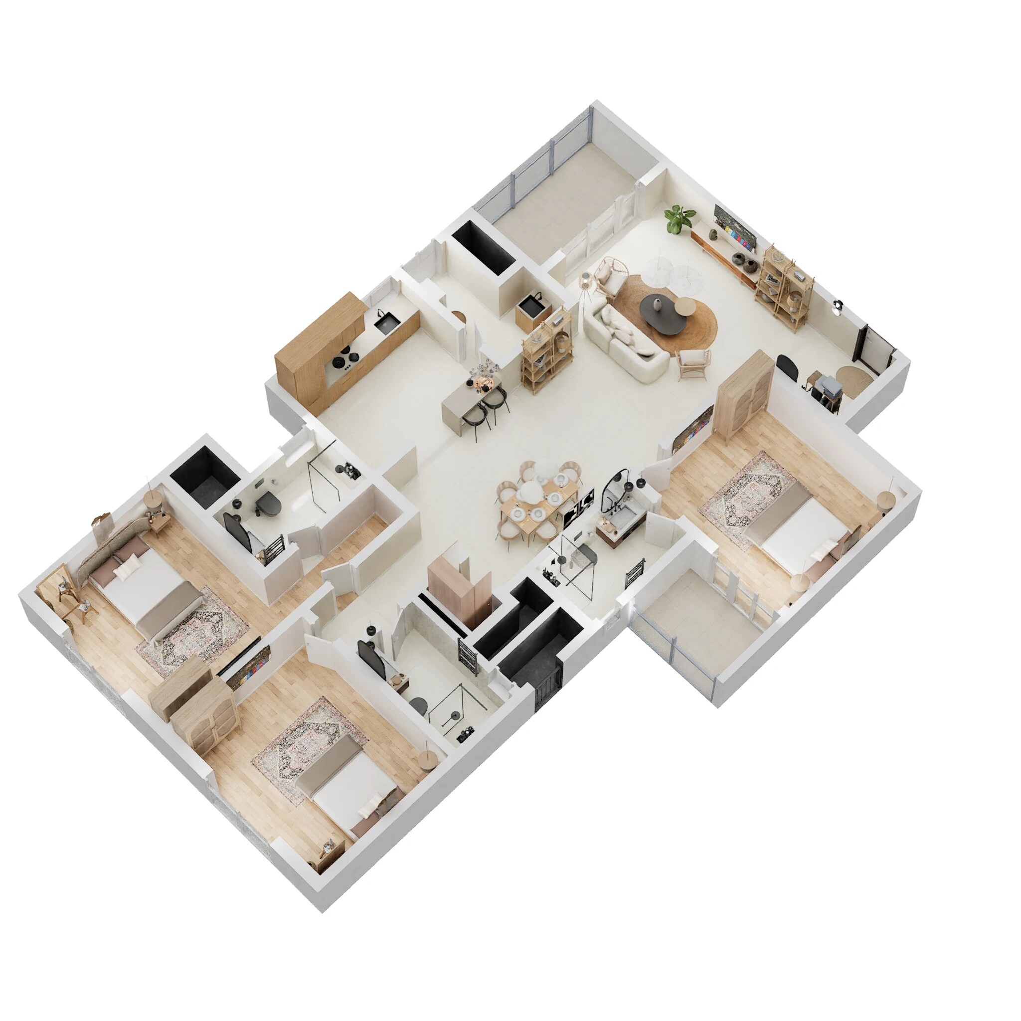 Floor plan of 3 BHK 1969 Sq. Ft. Apartment in Sobha Palacia, Chennai