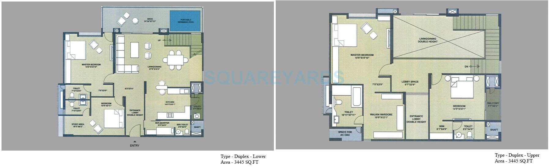 Floor plan of 4 BHK 3445 Sq. Ft. Apartment in SPRRG Osian Chlorophyll, Chennai