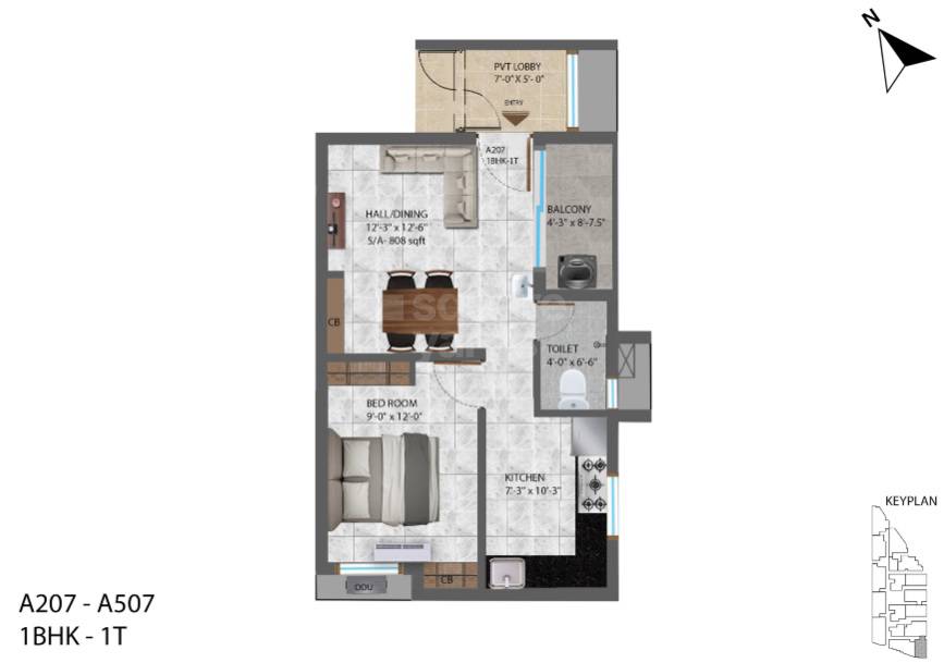 1 BHK 617 Sq. Ft. Apartment
