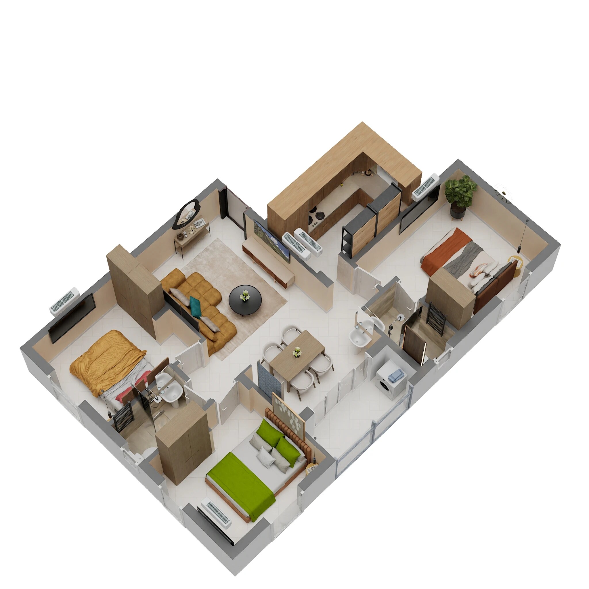 3 BHK 1200 Sq. Ft. Apartment