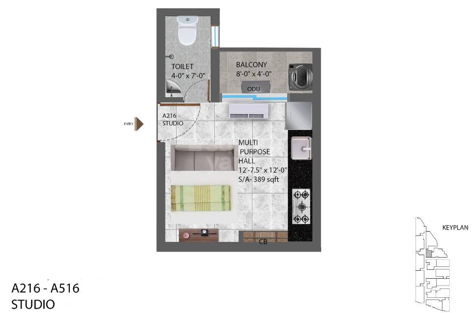 389 Sq. Ft. Studio