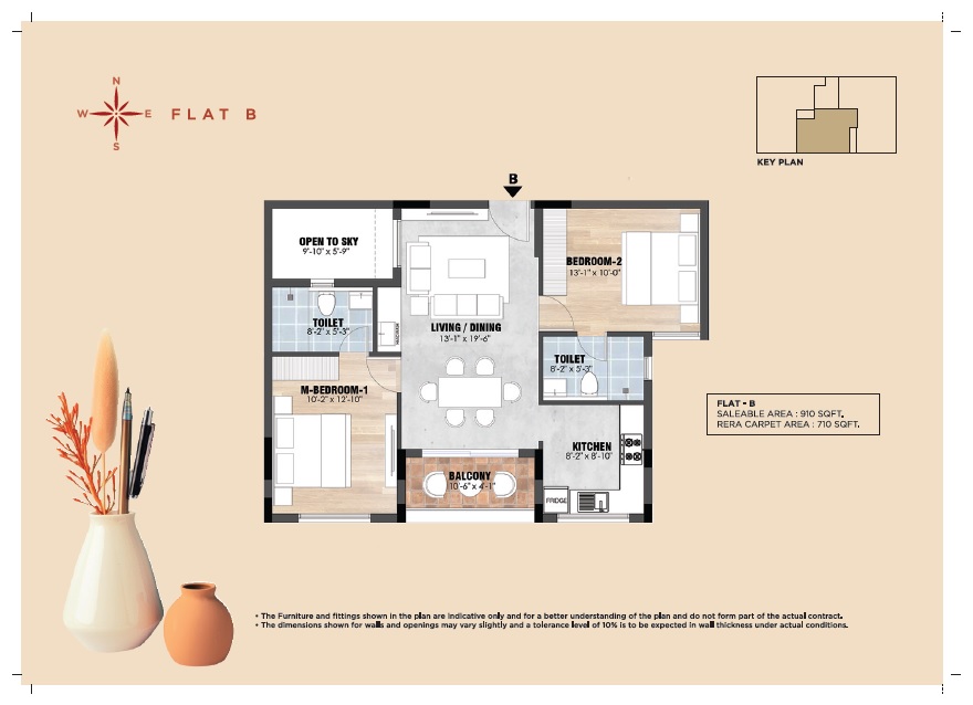 2 BHK 910 Sq. Ft. Apartment in Sreerosh Karuna