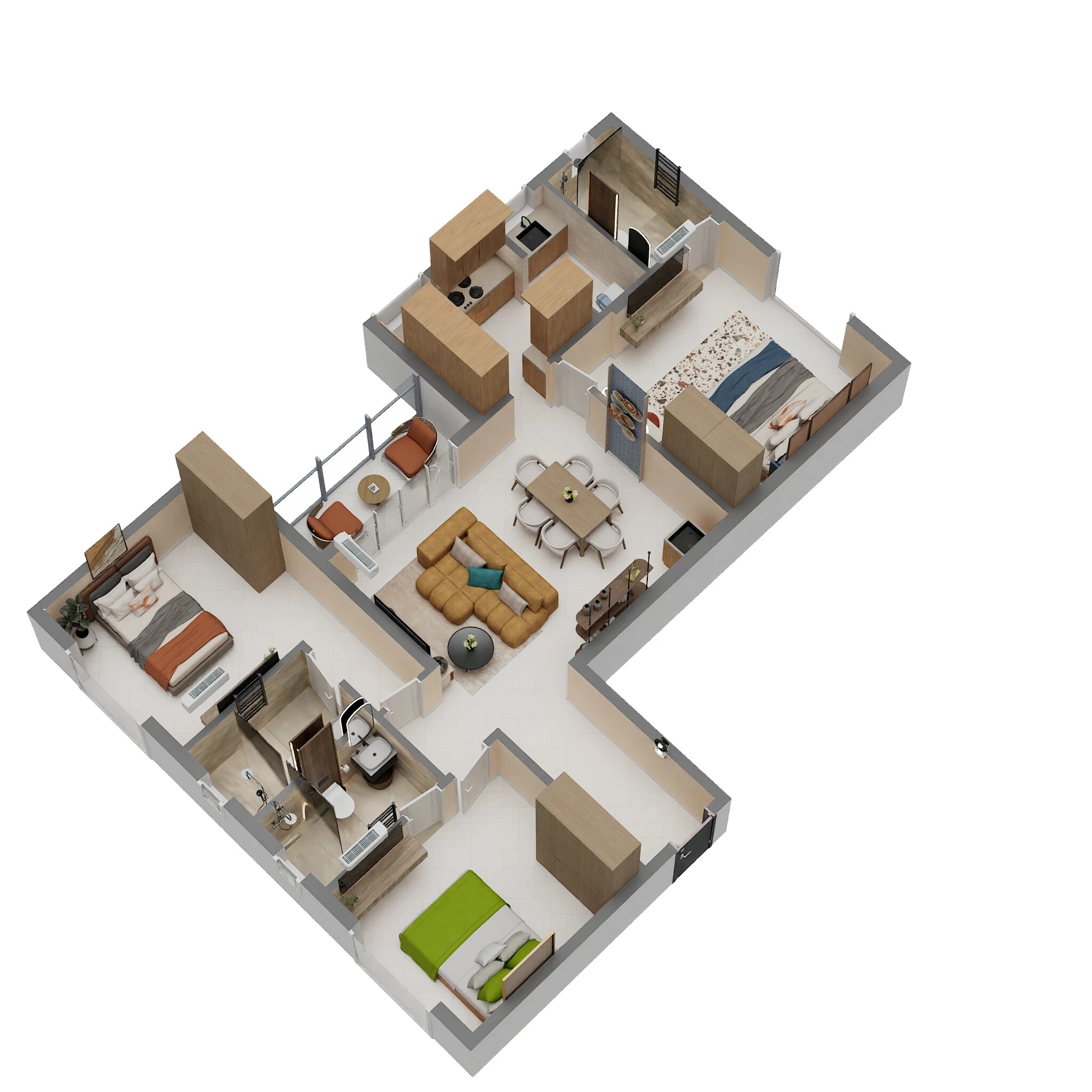 3 BHK 1350 Sq. Ft. Apartment