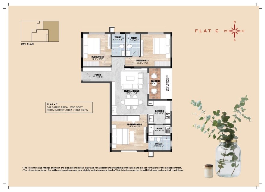 3 BHK 1350 Sq. Ft. Apartment