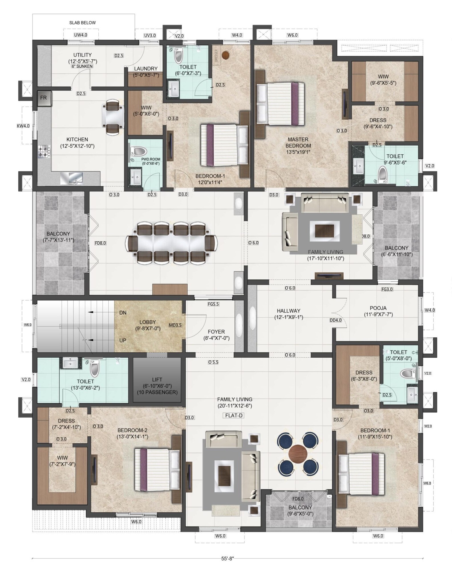 Floor plan of 4 BHK 4000 Sq. Ft. Apartment in Sreshta Golden Pearl, Chennai