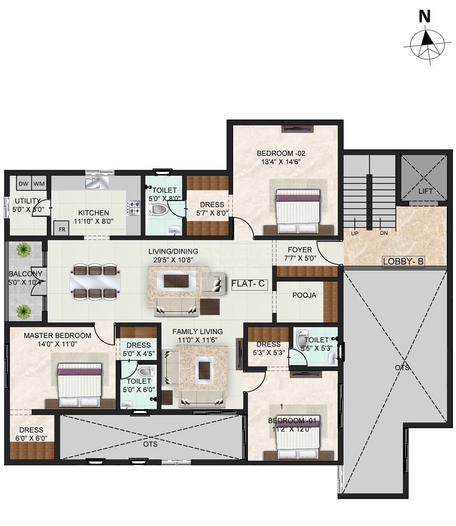3 BHK 2337 Sq. Ft. Apartment