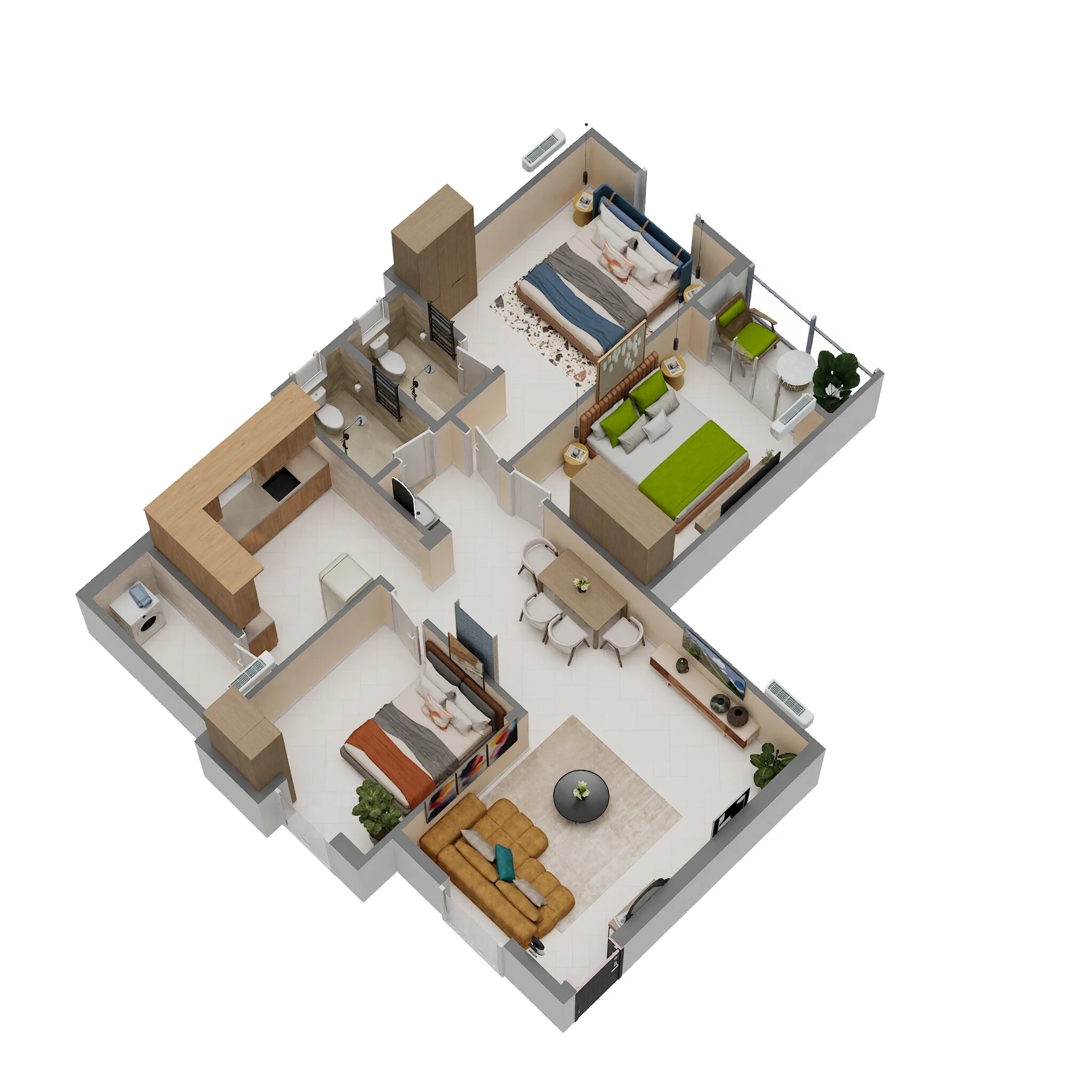 Floor plan of 3 BHK 1277 Sq. Ft. Apartment in Sri Ayyan Advith, Chennai