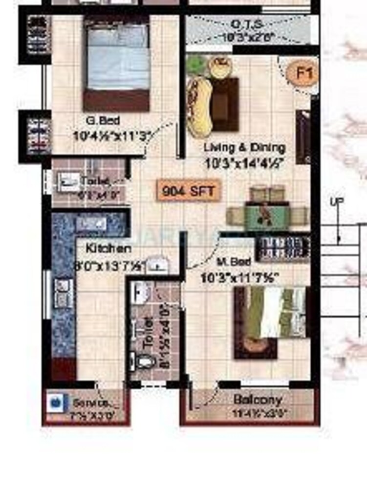 steps stone krishu apartment 2bhk 904sqft1