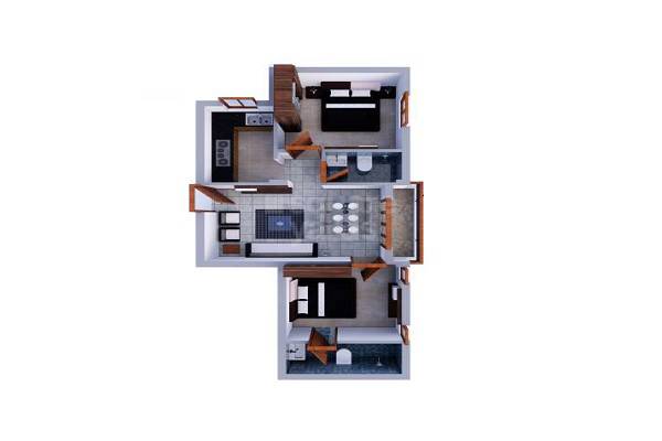 Floor plan of 2 BHK 770 Sq. Ft. Apartment in Swarna Adarsh Nest, Chennai
