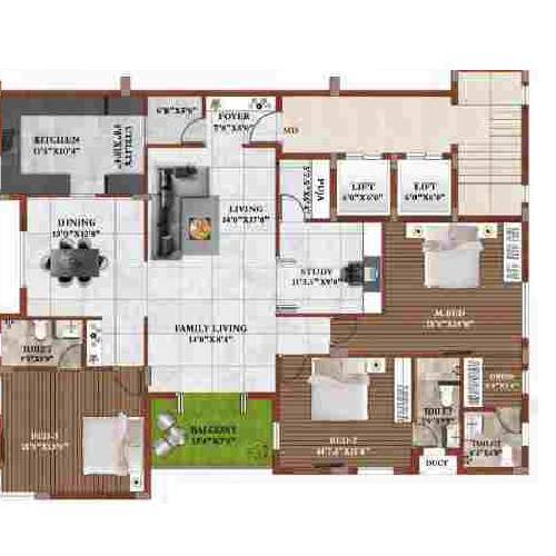 Swathi Janani Apartments 3 BHK Layout