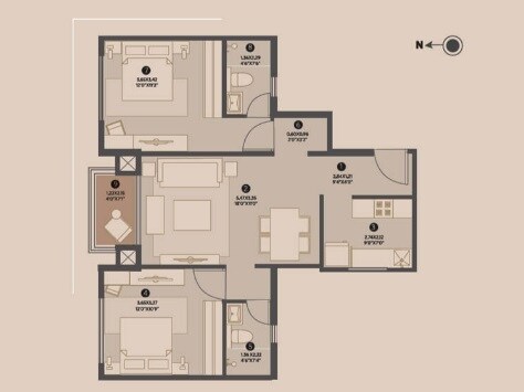 Floor plan of 2 BHK 1053 Sq. Ft. Apartment in The House Of Hiranandani, Chennai