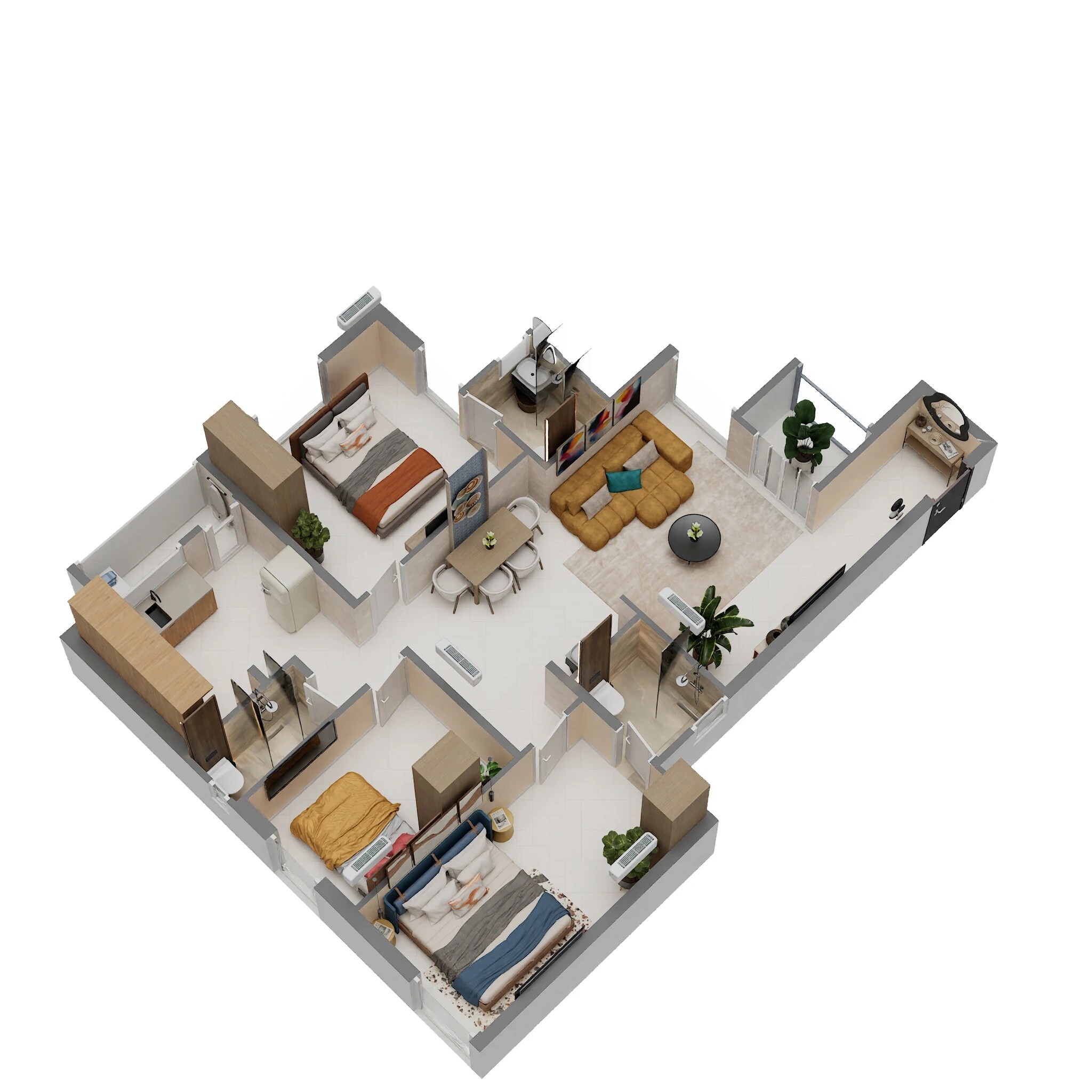 3 BHK 1370 Sq. Ft. Apartment