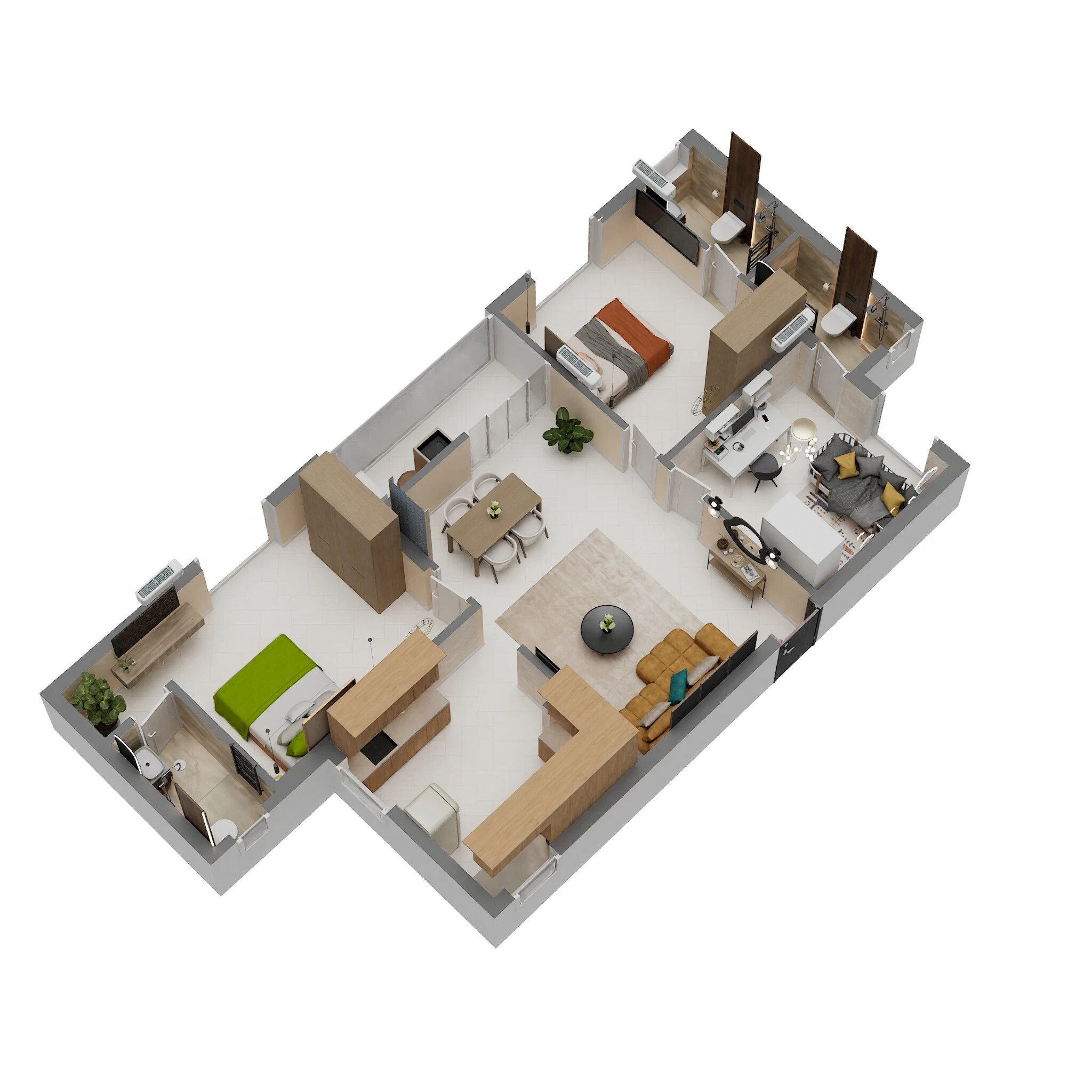 3 BHK 858 Sq. Ft. Apartment