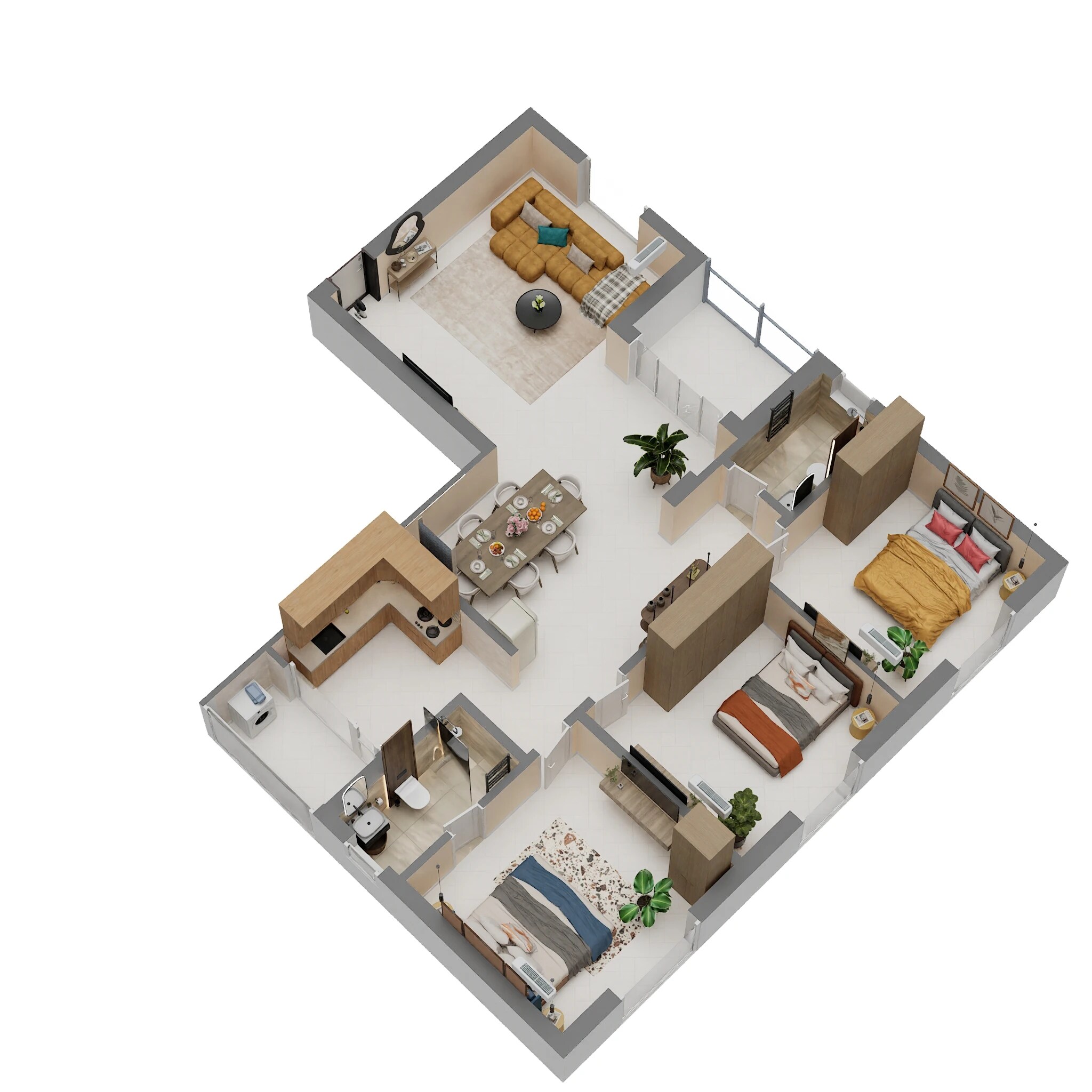 3 BHK 1280 Sq. Ft. Apartment