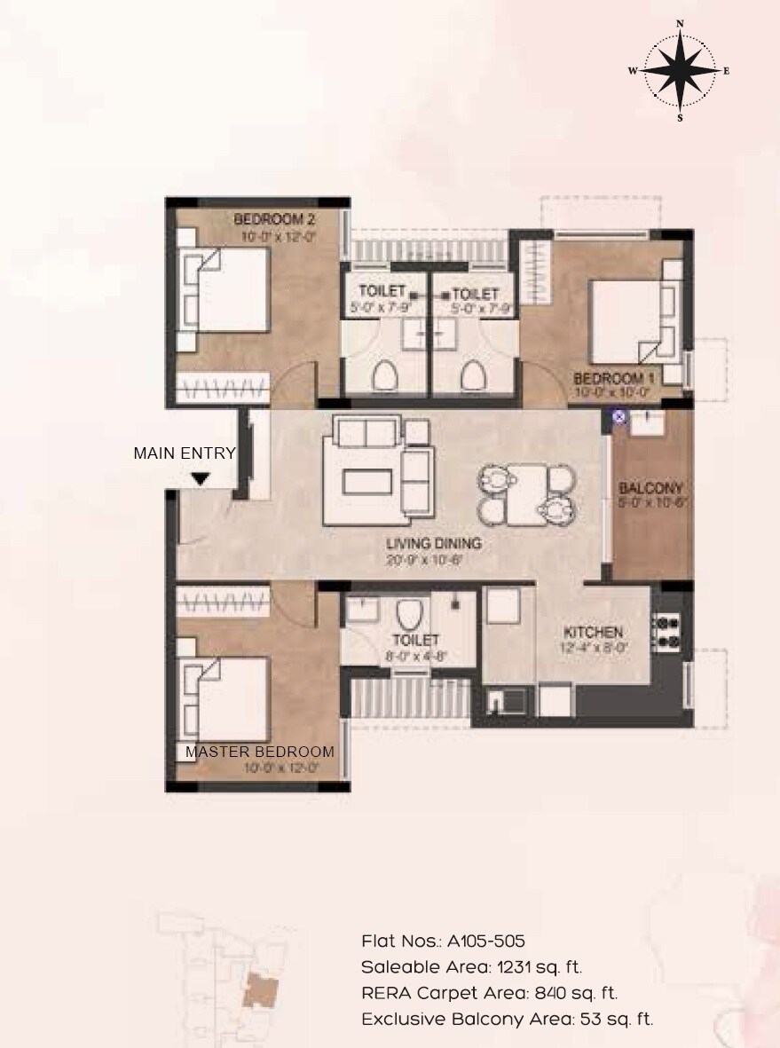 3 BHK 1231 Sq. Ft. Apartment