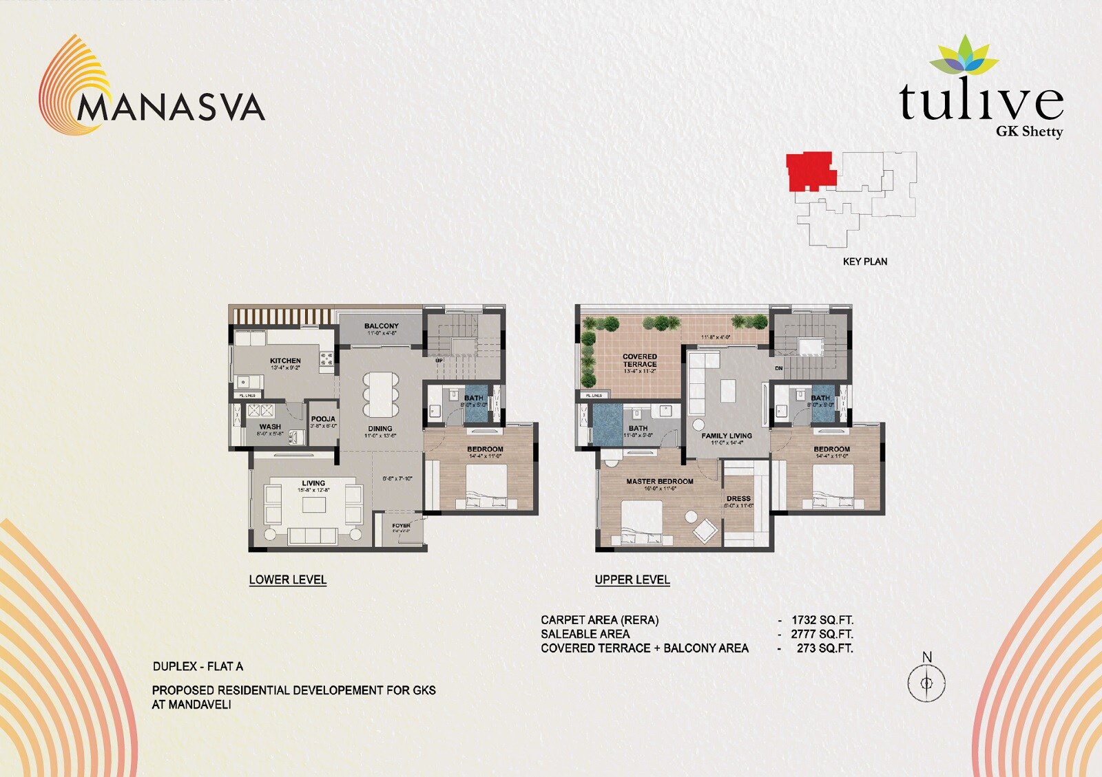 Floor plan of 3 BHK 2777 Sq. Ft. Apartment in Tulive Manasva, Chennai
