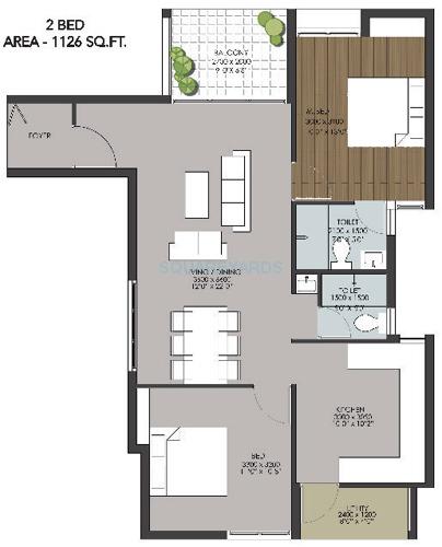 2 BHK 1126 Sq. Ft. Apartment