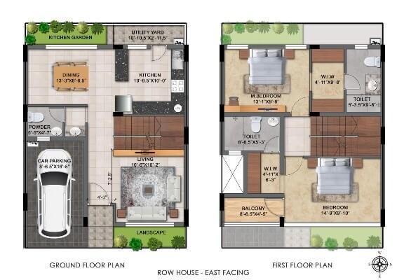 Floor plan of 2 BHK 1519 Sq. Ft. Villa in TVS Emerald Aaranya, Chennai