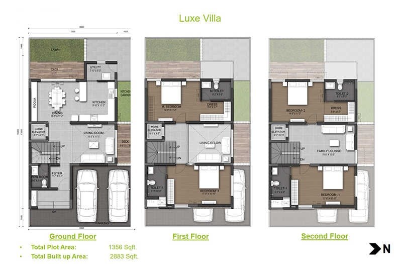 Floor plan of 4 BHK 2883 Sq. Ft. Villa in TVS Emerald Verdant Woods, Chennai