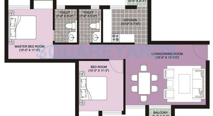 unitech ananda apartment 2bhk 1081sqft1