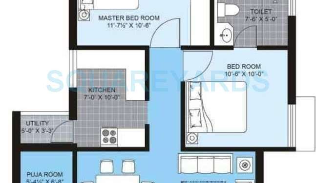unitech brahma apartment 2bhk 1018sqft1