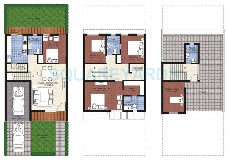 Floor plan of 4 BHK 2187 Sq. Ft. Villa in Unitech Gulmohur Avenue, Chennai