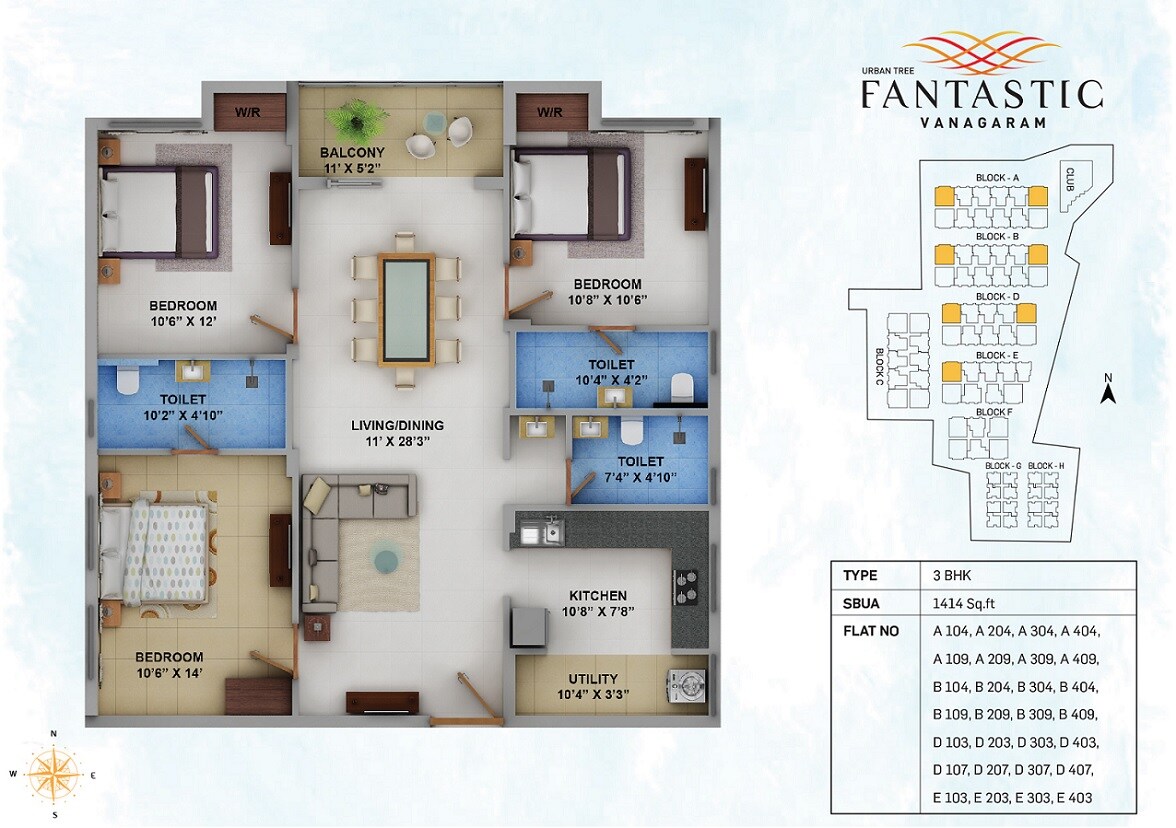 3 BHK 1414 Sq. Ft. Apartment