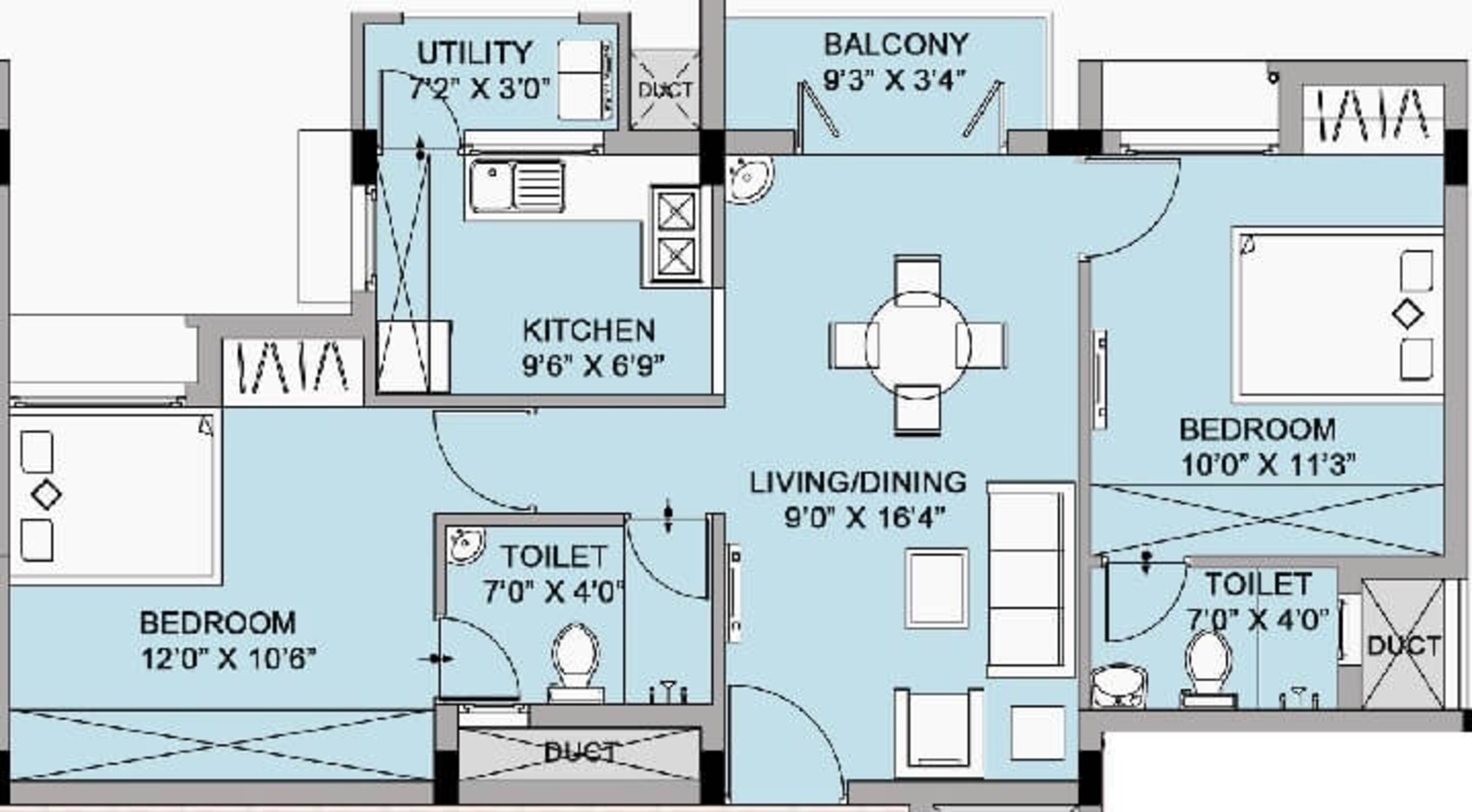 urban tree oxygen apartment 2bhk 975sqft 1